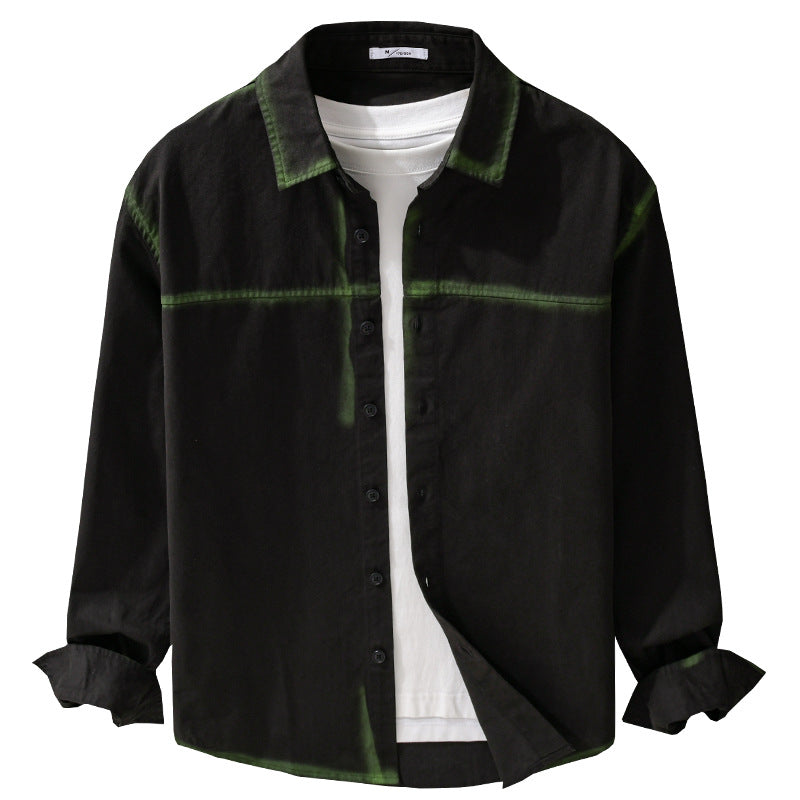Herren Hemdjacke im Oversize-Stil mit verwaschenen Kanten und klassischem Kentkragen Shop Nory
