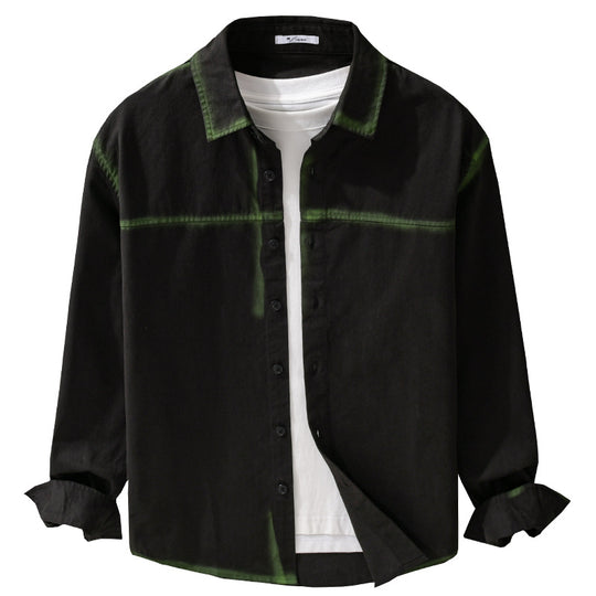 Herren Hemdjacke im Oversize-Stil mit verwaschenen Kanten und klassischem Kentkragen Shop Nory