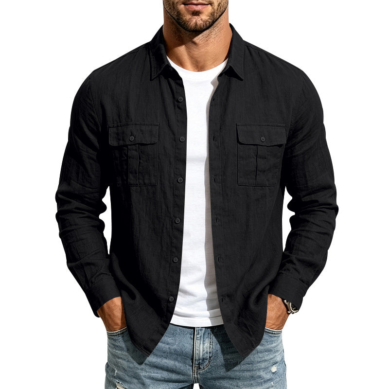 Herren Leinenhemd mit Brusttaschen und lässigem Overshirt Shop Nory