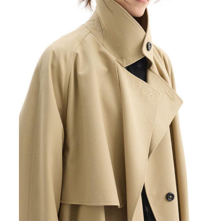 Damen Modischer Langmantel mit hochgeschlossenem Kragen und Taillengürtel Shop Nory