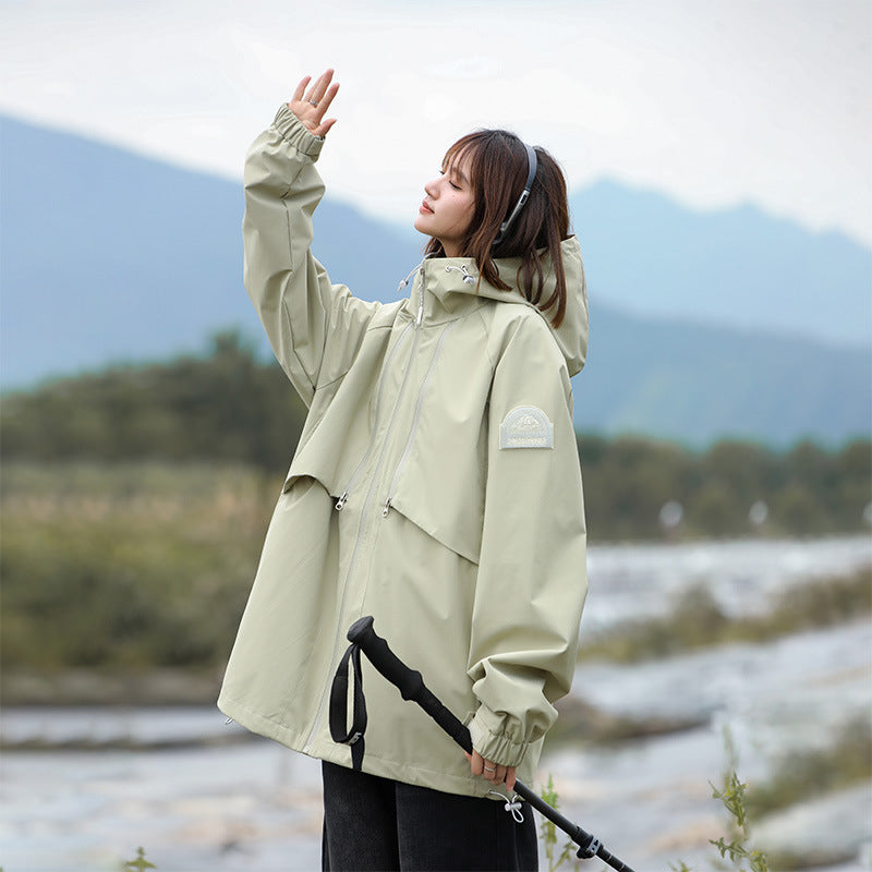 Damen Leichte Wasserabweisende Oversized Funktions-Outdoorjacke mit Kapuze Shop Nory