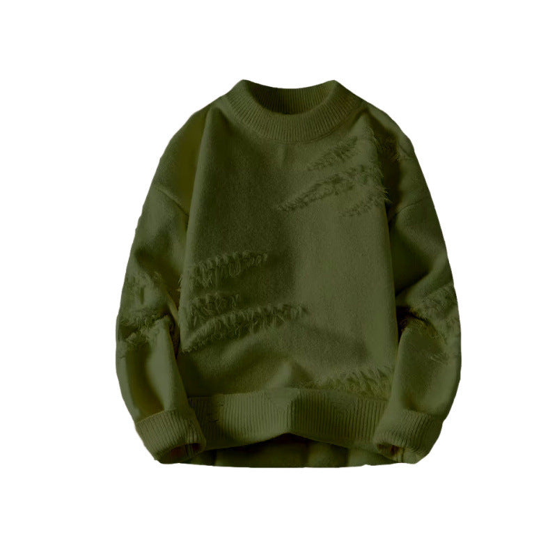 Damen Kurz geschnittener kuscheliger Strickpullover mit Fransen‑Einsätzen und Stehkragen Shop Nory