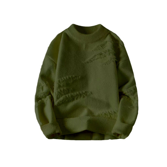 Damen Kurz geschnittener kuscheliger Strickpullover mit Fransen‑Einsätzen und Stehkragen Shop Nory