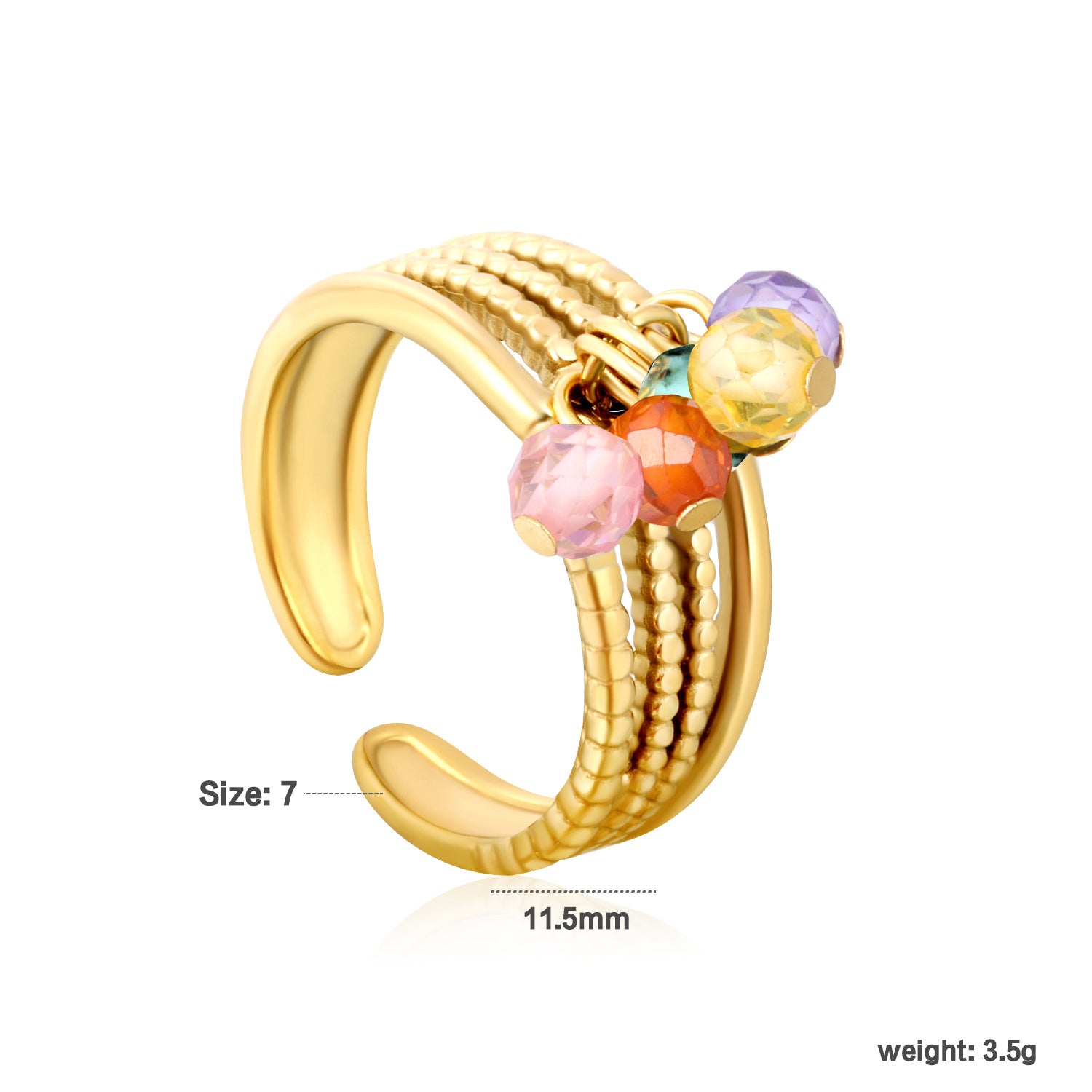 Damen Ring mit bunten Kristall-Akzenten und geschwungenem Design Shop Nory
