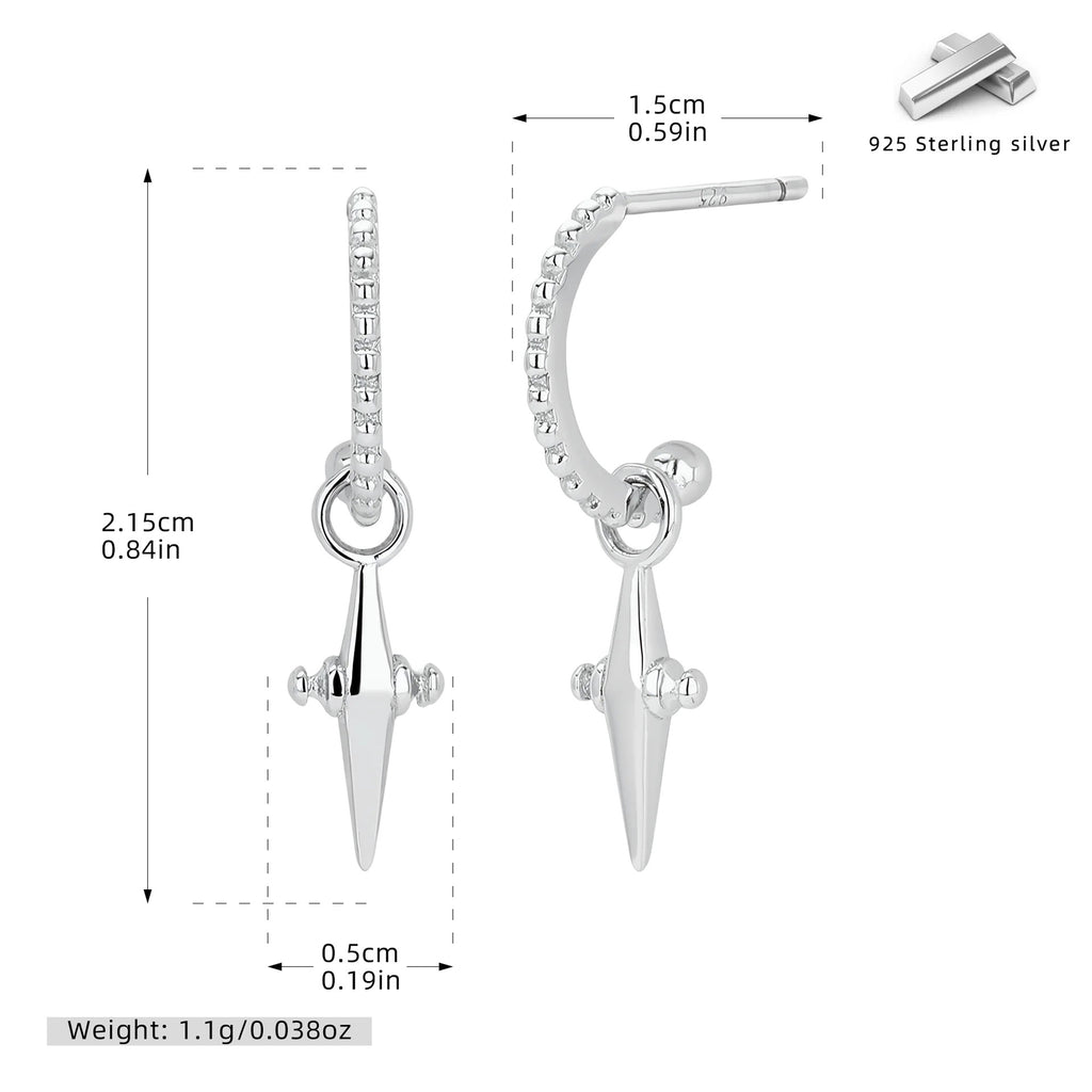 Damen Ohrhänger mit stilvollem Spikes-Design aus 925 Sterling Silber Shop Nory