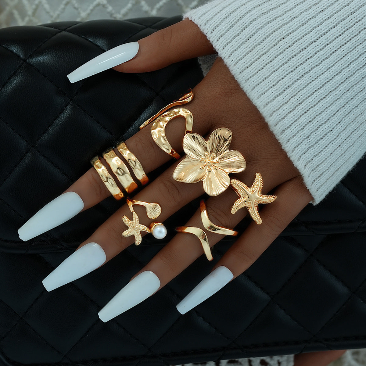 Damen Ring-Set mit floralen und maritimen Designs Shop Nory