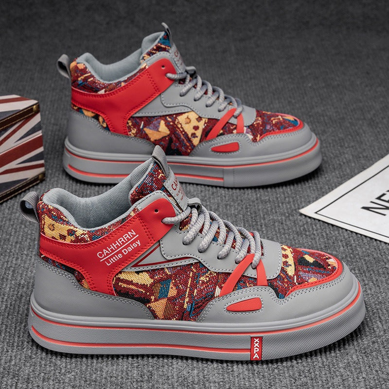 Damen modische High-Top Plateausneaker mit gewebtem Gobelinmuster, gepolstertem Knöchelkragen und dämpfender EVA-Sohle Shop Nory