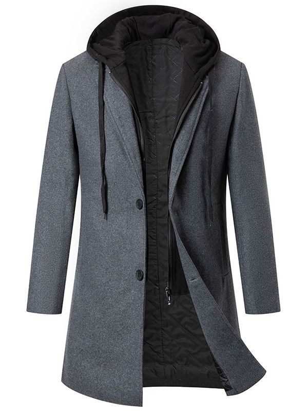Herren Wollmix-Mantel mit herausnehmbarem Kapuzen-Innenfutter und gesteppter Isolierung Shop Nory