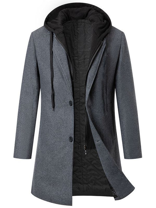 Herren Wollmix-Mantel mit herausnehmbarem Kapuzen-Innenfutter und gesteppter Isolierung Shop Nory