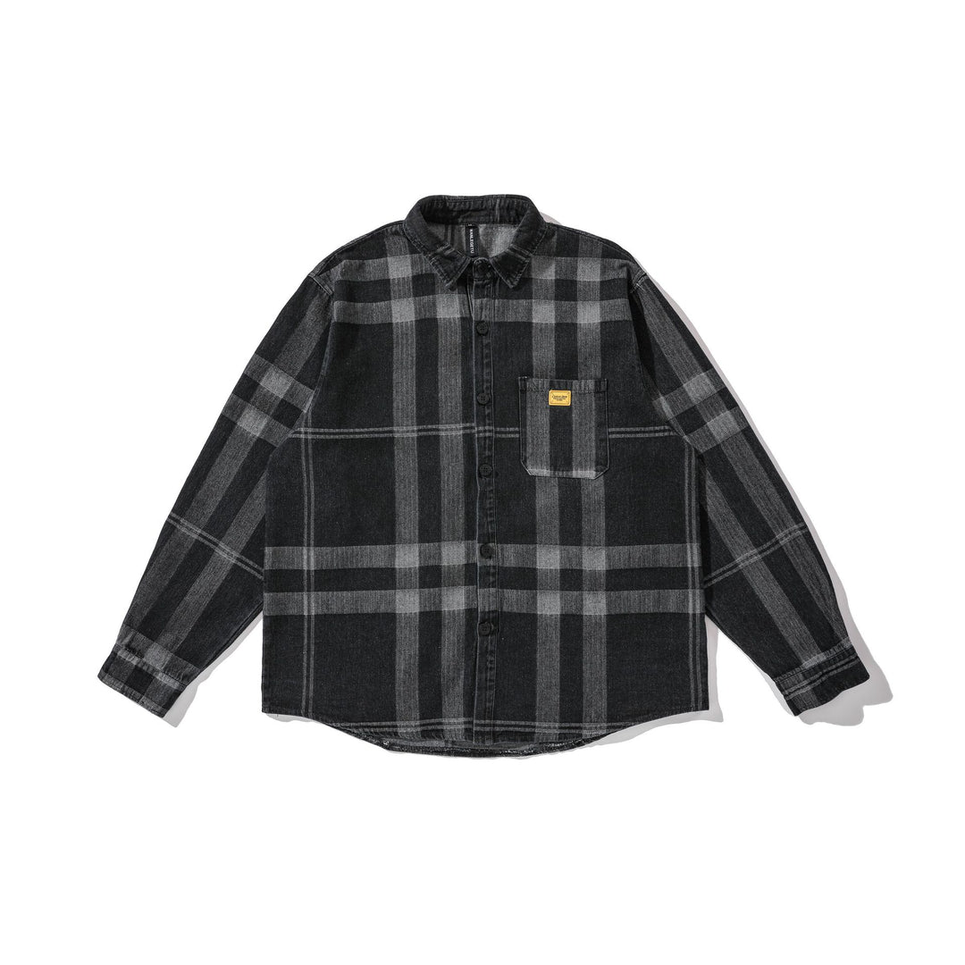 Herren Oversized Karo-Hemdjacke im Worker‑Style mit abgerundetem Saum und Brusttasche Shop Nory