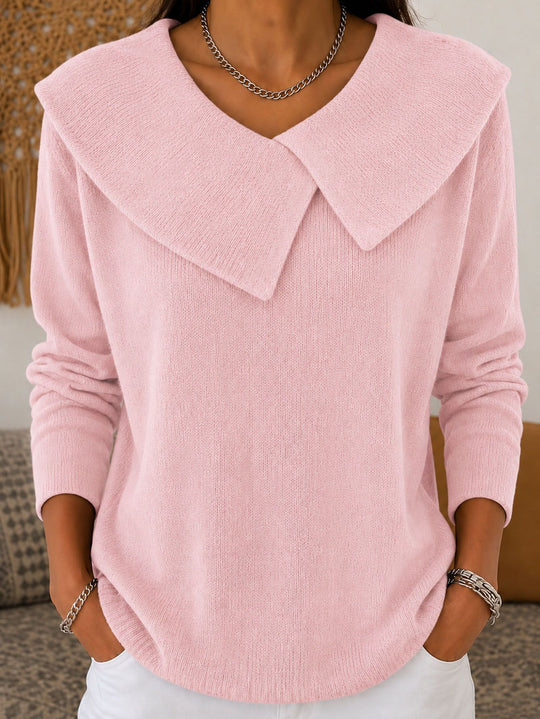 Damen Grobgestrickter Strickpullover mit übergroßem Matrosenkragen Shop Nory