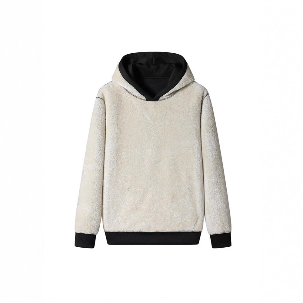 Herren Kuscheliger Teddyfleece-Kapuzenpullover mit Sherpa-Futter und Kängurutasche Shop Nory