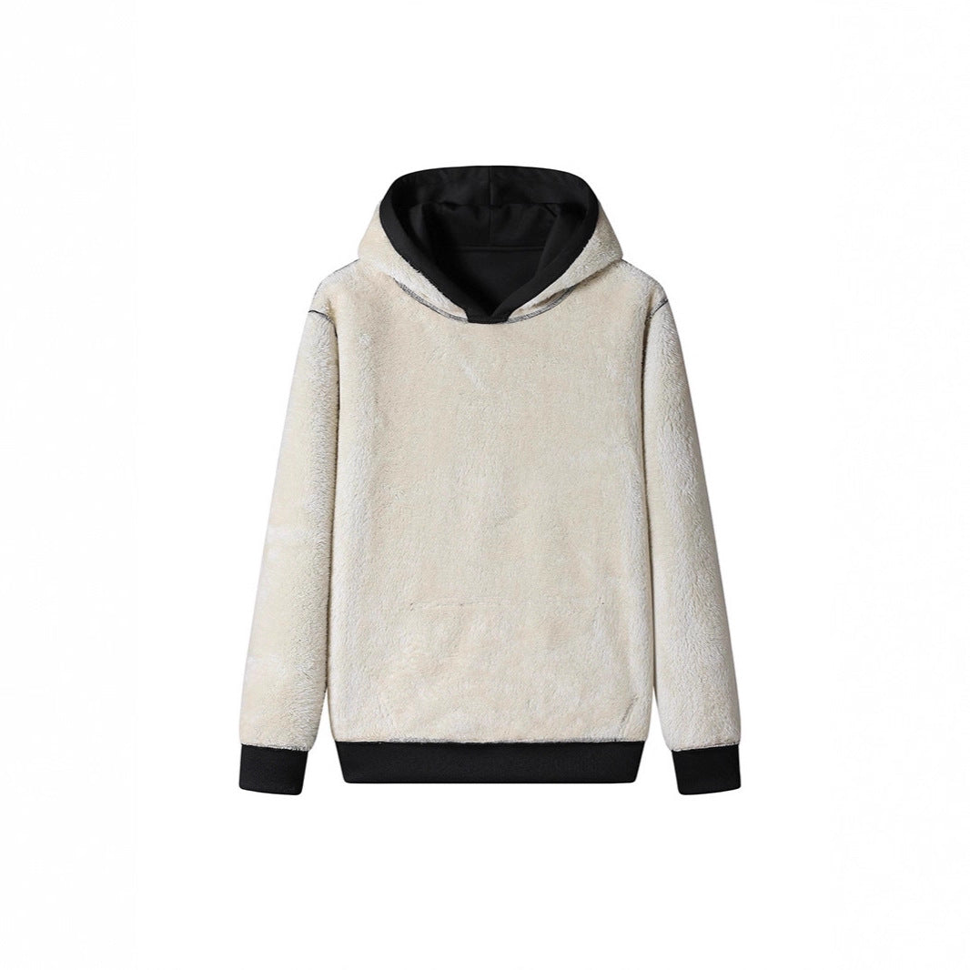 Herren Kuscheliger Teddyfleece-Kapuzenpullover mit Sherpa-Futter und Kängurutasche Shop Nory