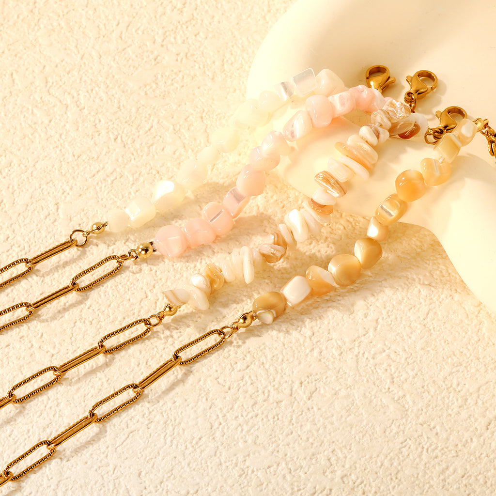 Damen Armband aus edlen Natursteinperlen und hochglänzendem Edelstahl Shop Nory