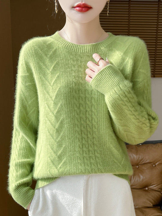 Damen Kurzpullover mit Zopfmuster, Rundhals und kaschmirähnlicher Weichheit Shop Nory