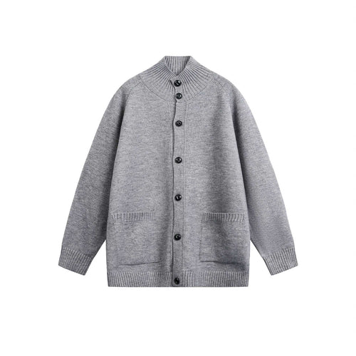 Unisex Cardiganjacke mit hohem Rippkragen, durchgehender Knopfleiste und Eingrifftaschen Shop Nory