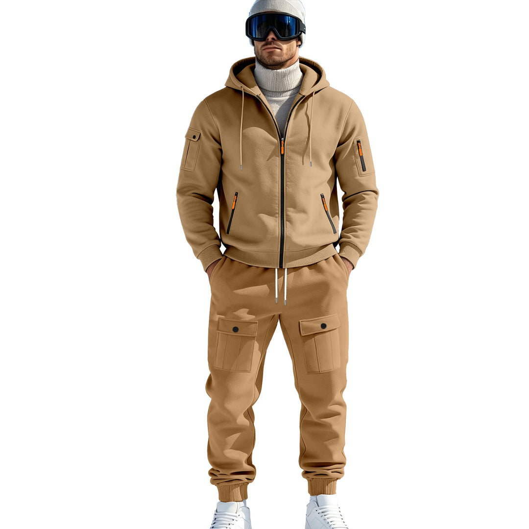 Herren Komfort-Fleece Hoodie mit Reißverschluss, Kapuze und Utility-Ärmeltasche Shop Nory