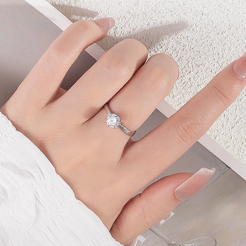 Damen eleganter Solitaire Ring mit funkelndem Kristall Shop Nory