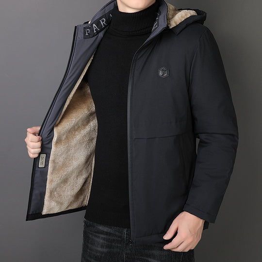 Herren Übergangsjacke mit Teddyfutter, winddichter Außenhülle und Kapuze Shop Nory