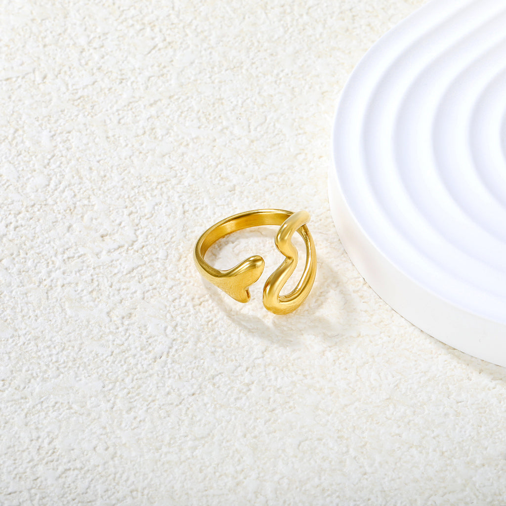 Damen verstellbarer Ring mit modernem Herz- und Wellen-Design Shop Nory
