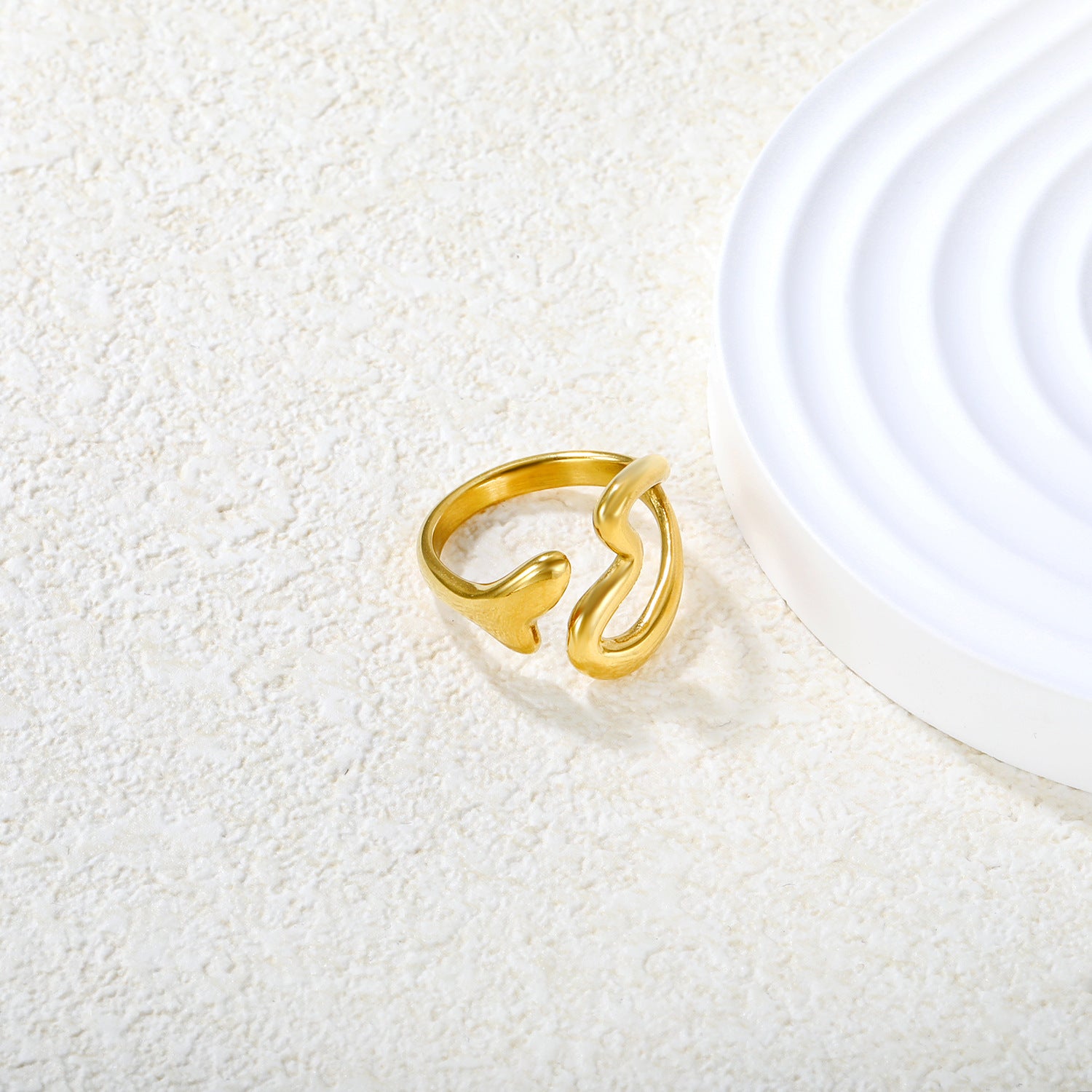 Damen verstellbarer Ring mit modernem Herz- und Wellen-Design Shop Nory