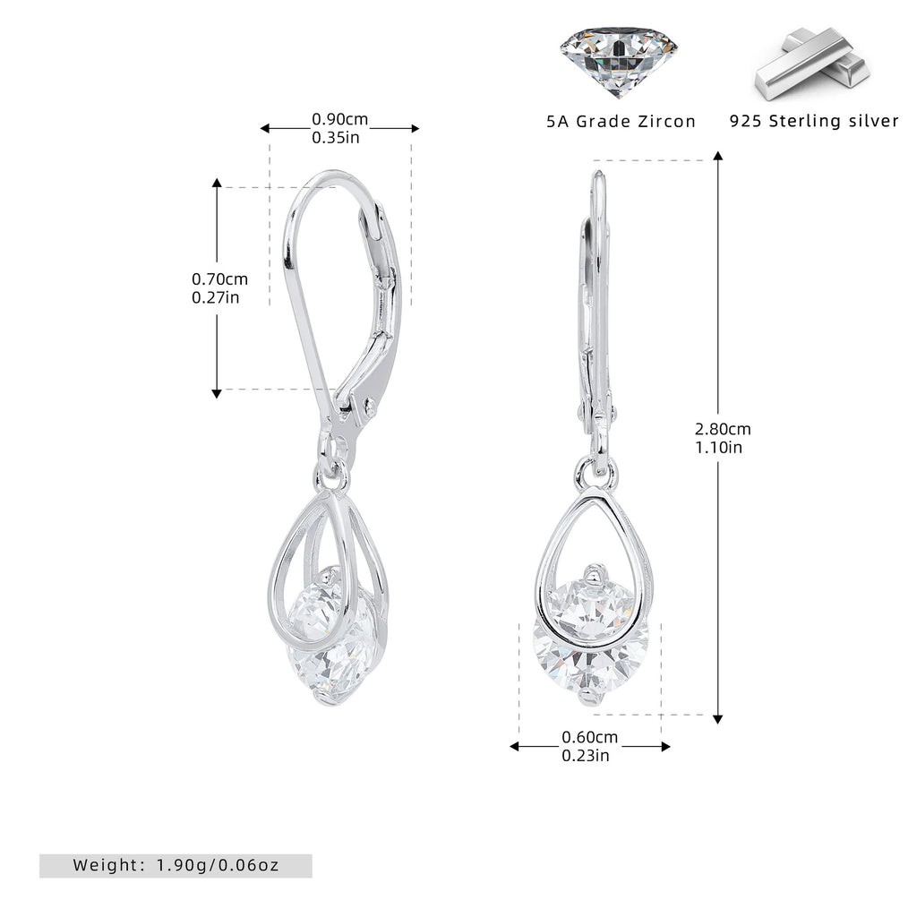 Damen Ohrhänger mit funkelnden Zirkonanhängern aus hochwertigem 925 Sterling Silber Shop Nory