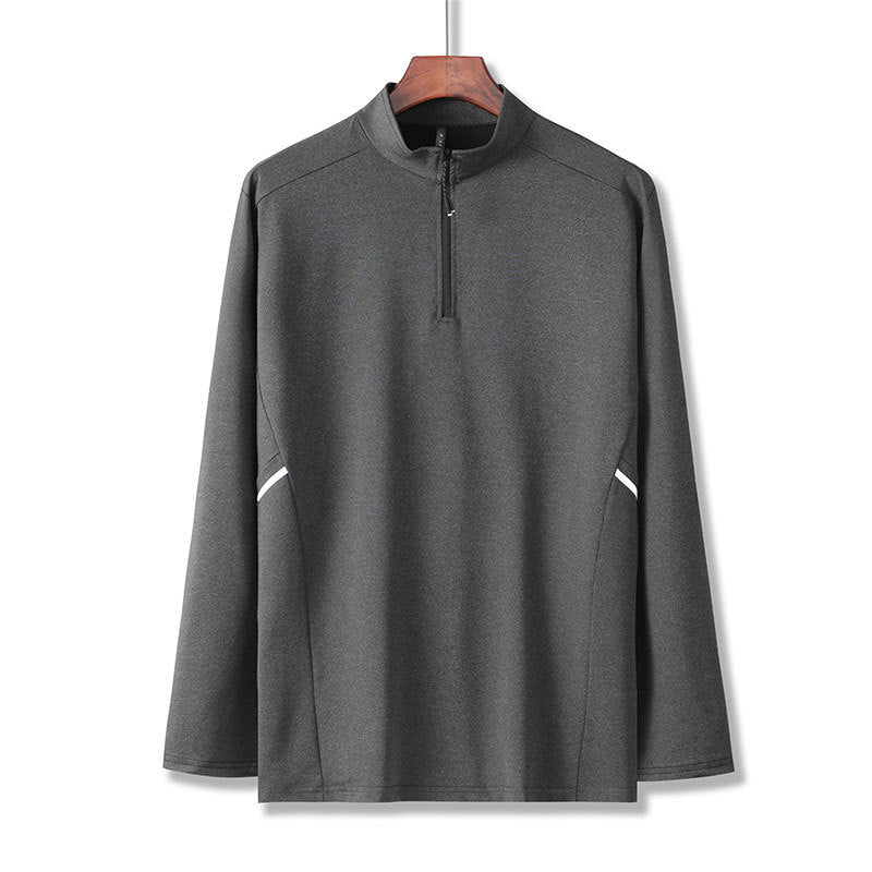 Herren Leichtes Sportliches Langarm-Poloshirt mit kurzem Reißverschluss und Stehkragen Shop Nory
