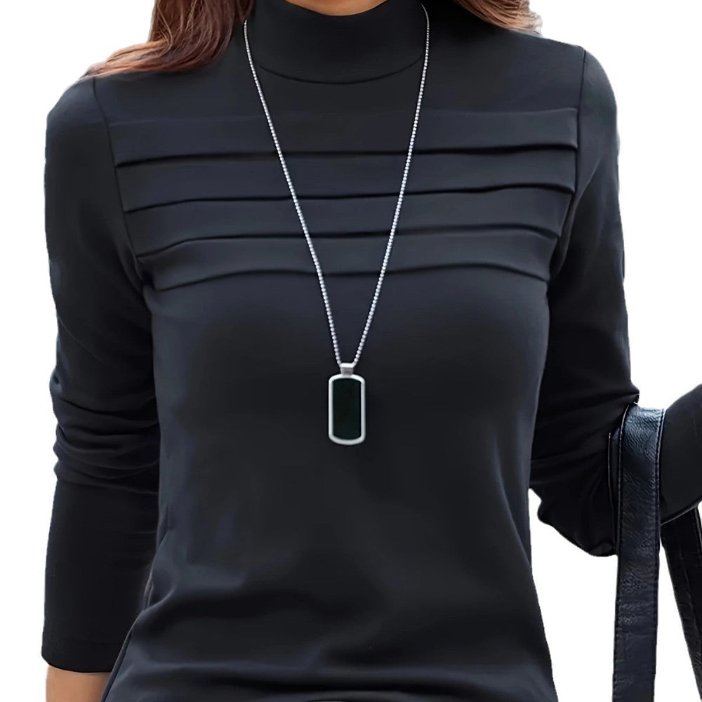 Damen Langarmshirt mit strukturiertem Kragen und elegantem Faltenwurf