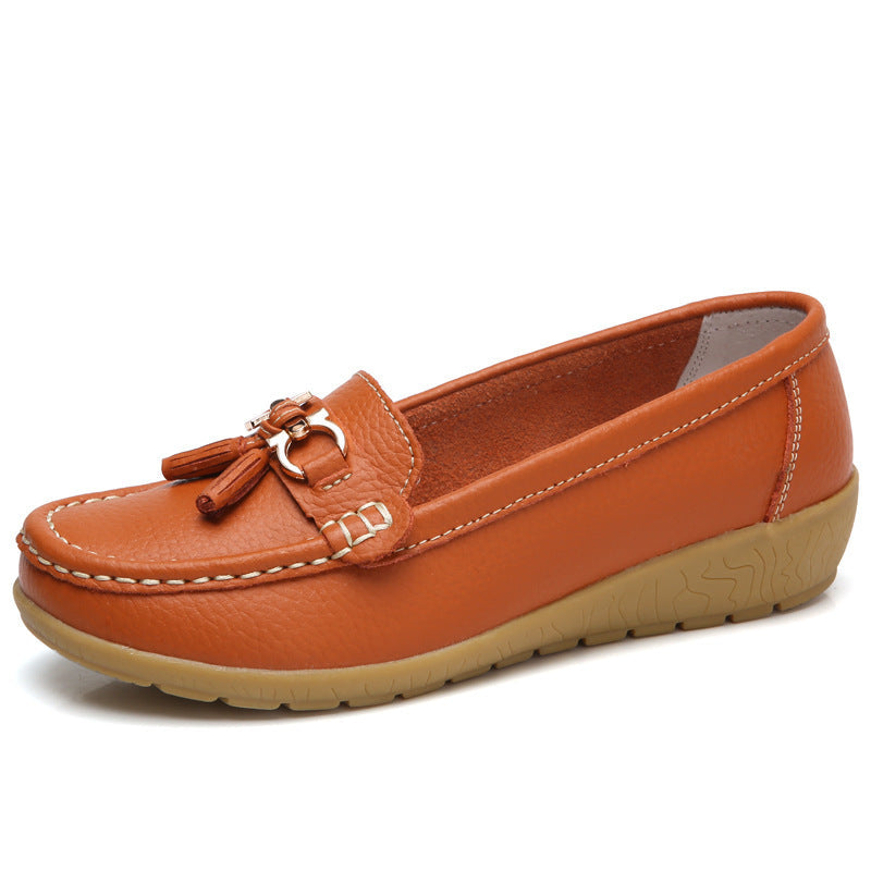 Damen Mokassins mit ornamentaler Schnalle und weicher Sohle