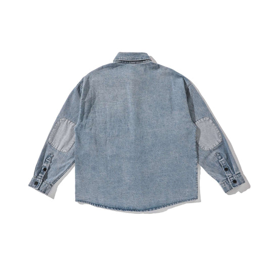 Herren Overshirt aus gewaschenem Denim mit abgerundetem Saum Shop Nory