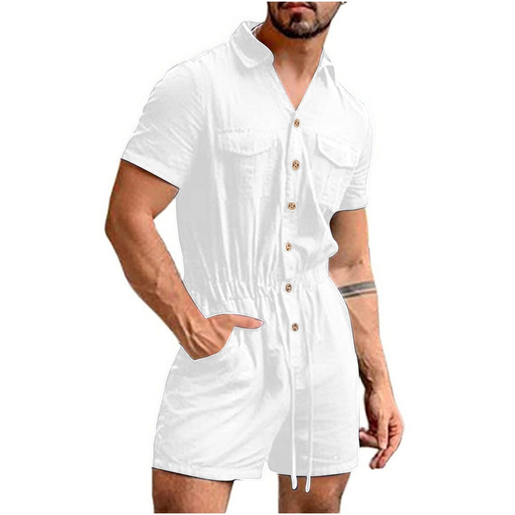 Herren Kurzoverall mit lShopnoryhaftem Blumenmuster Shopnory