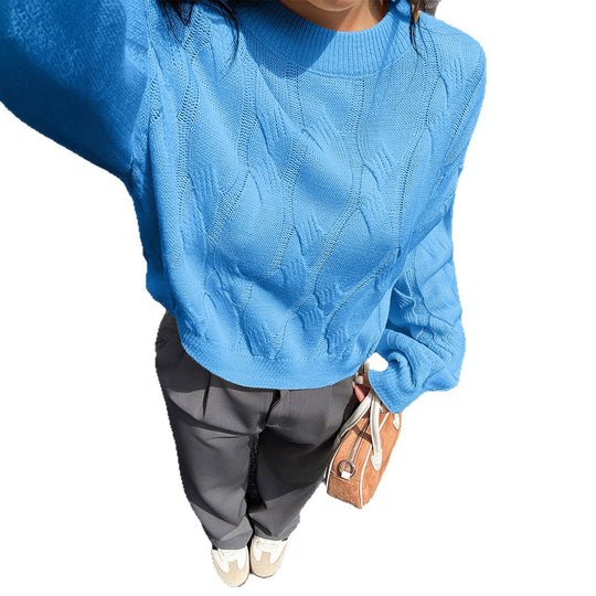 Damen nan cropped Zopfmuster-Pullover mit kastiger Silhouette, überschnittener Schulter und geripptem Saum Shop Nory