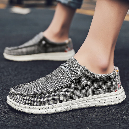 Herren Legerer Canvas-Mokassin-Slipper mit geflochtener Schnürung und gefleckter EVA-Sohle Shopy Nory