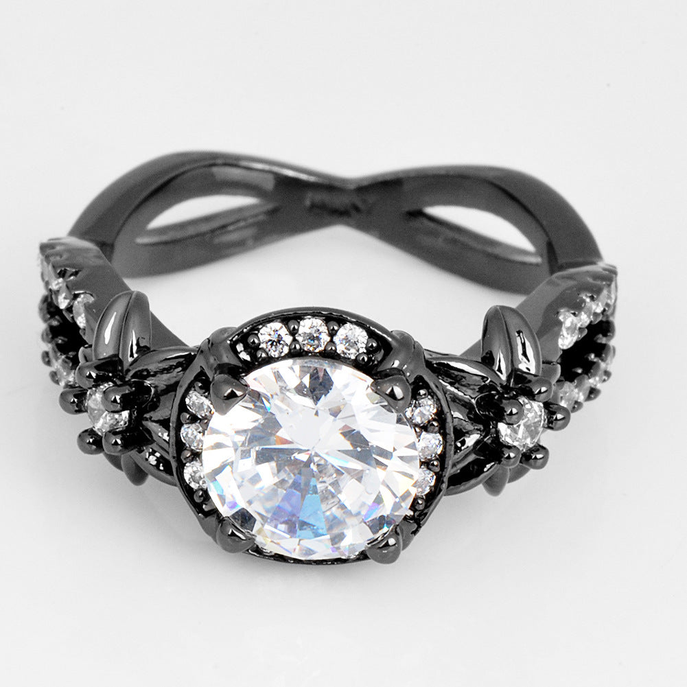 Damen Ring mit luxuriösem, facettiertem Kaffeeschimmer und floralen Akzenten Shop Nory