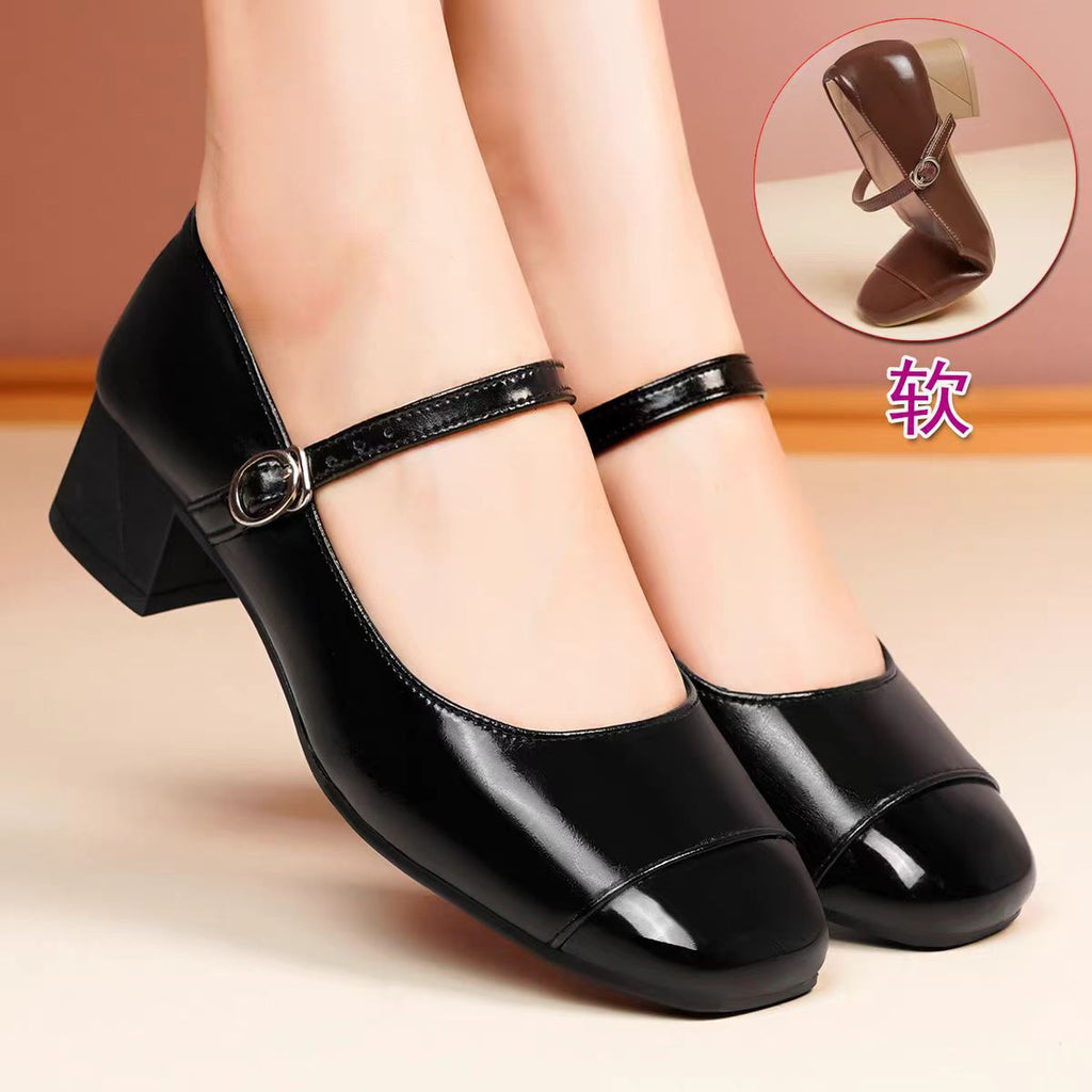 Damen Mary Jane Blockabsatzschuhe mit modischer Schnalle Shopnory