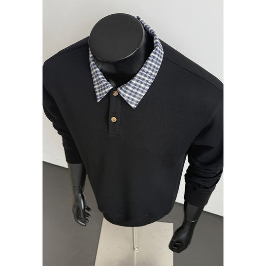 Herren Sportlicher Sweatshirt mit Kragen und Schultergurt Shop Nory