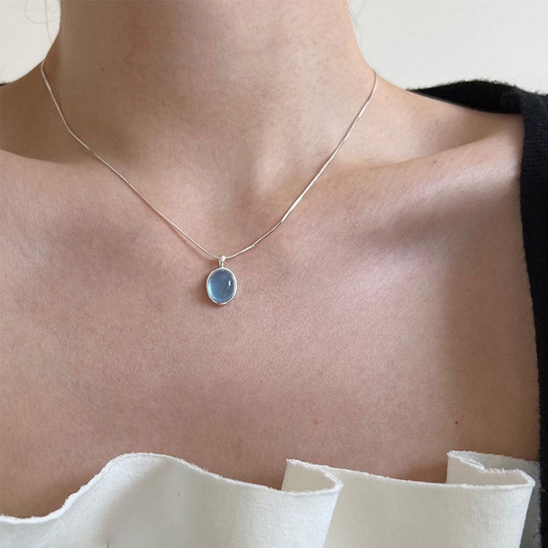 Damen Halskette mit exquisite runder Edelsteinfassung Shop Nory