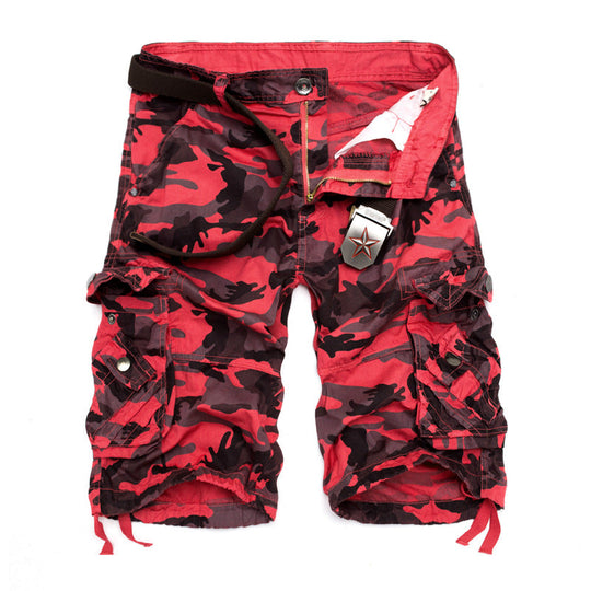 Herren Camo Cargo-Shorts mit mehreren Taschen und verstellbarem Bund