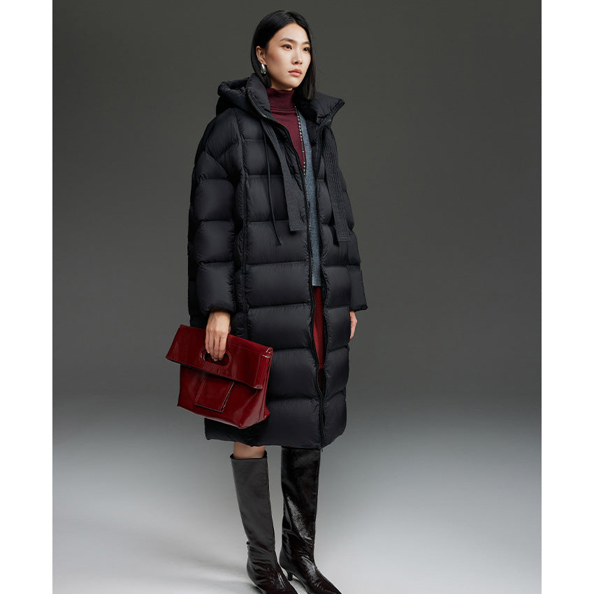 Damen Oversized Stepp-Daunenmantel mit Kapuze und verlängerter Silhouette Shop Nory