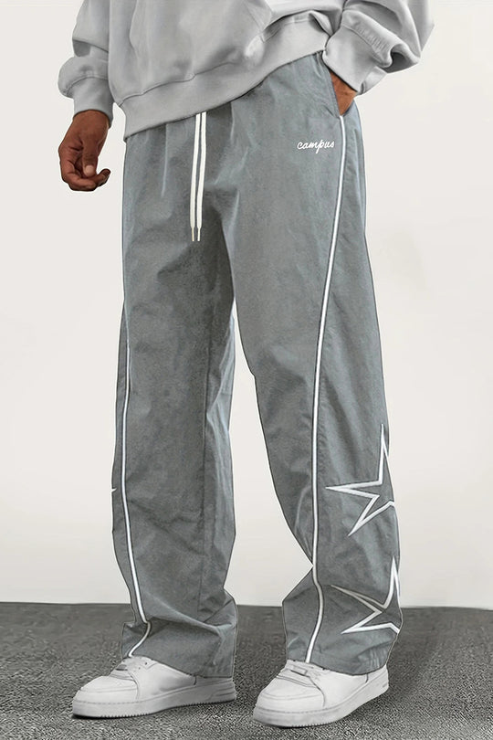 Herren Weite Trackpants mit Kontrastpaspel, Kordelzug und Sternapplikation Shop Nory