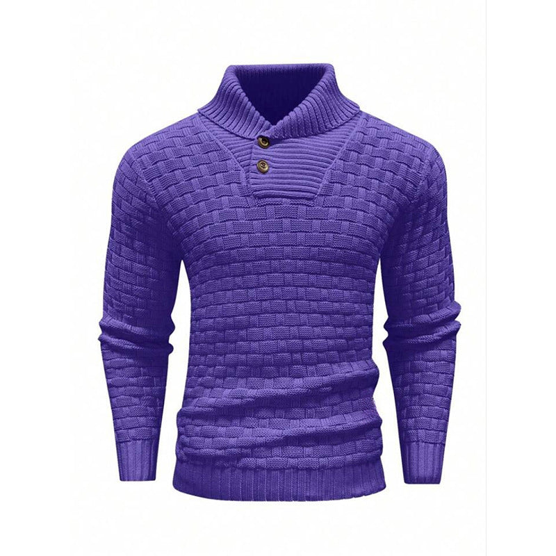 Herren nan strukturierter Strickpullover mit hochschließendem Stehkragen und Zierknopfleiste Shop Nory
