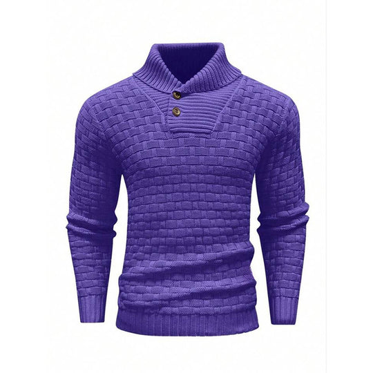 Herren nan strukturierter Strickpullover mit hochschließendem Stehkragen und Zierknopfleiste Shop Nory