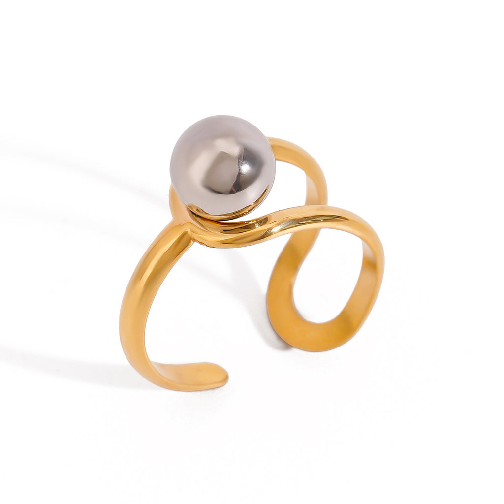 Damen Offener Ring mit elegantem Kugeldesign aus hypoallergenem Edelstahl Shop Nory