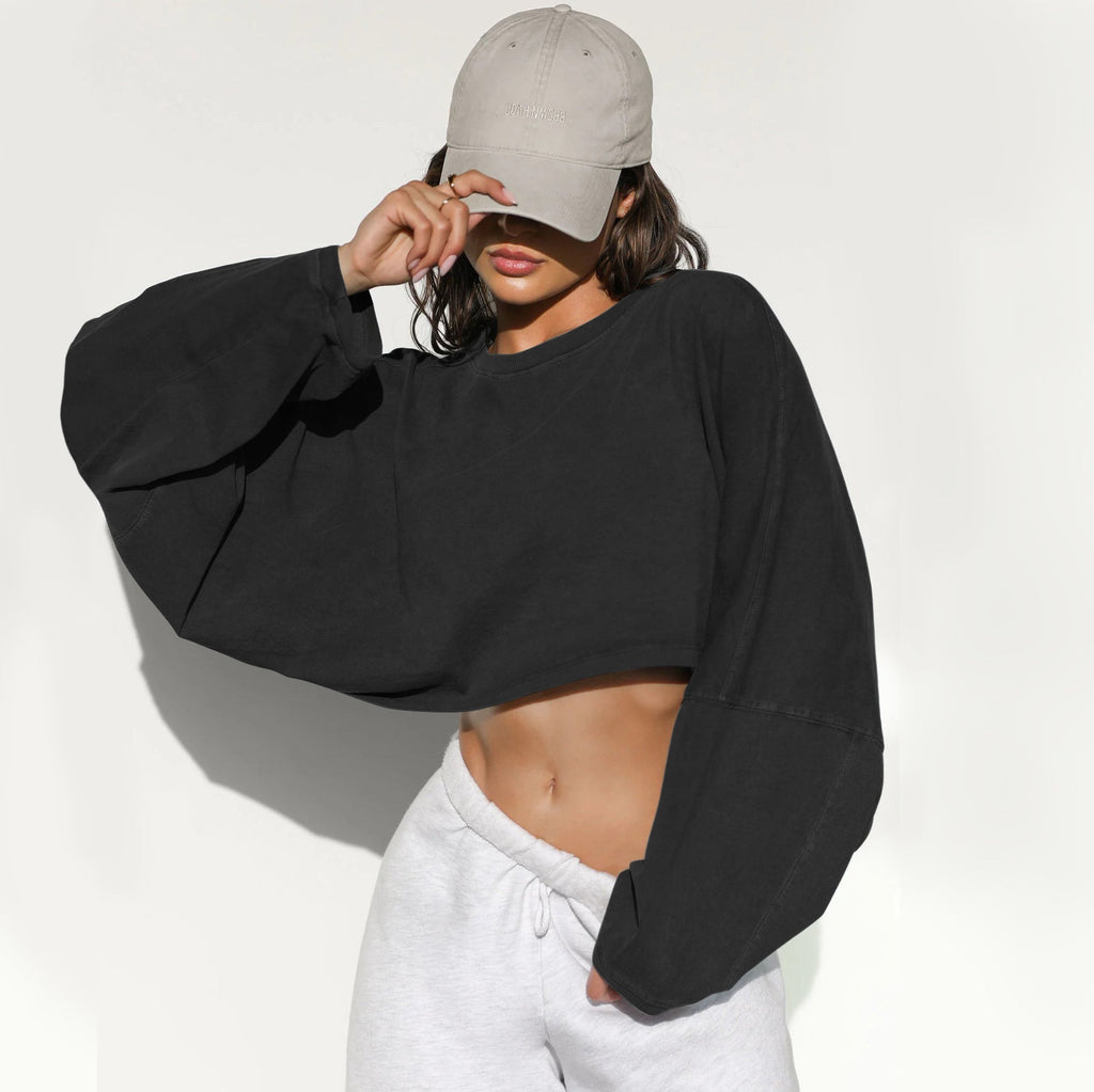 Damen lässiger Crop-Pullover