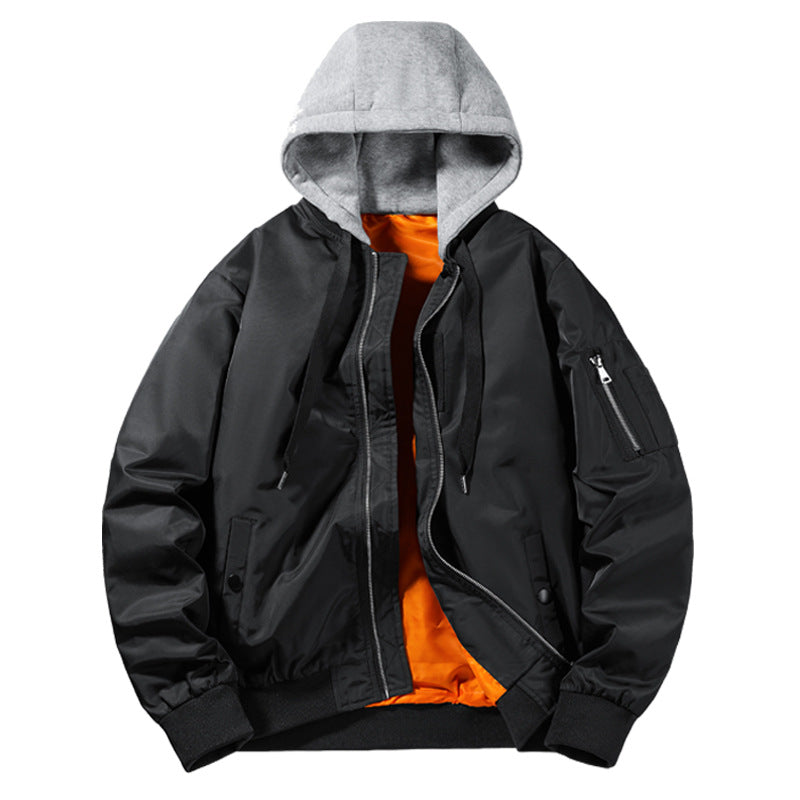 Herren Urban-Bomberjacke mit integriertem Kapuzenlayer, kontrastiertem Thermofutter und Ärmeltasche Shop Nory