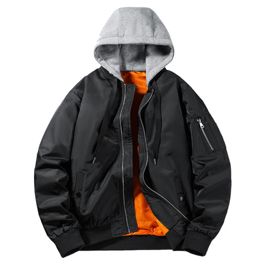 Herren Urban-Bomberjacke mit integriertem Kapuzenlayer, kontrastiertem Thermofutter und Ärmeltasche Shop Nory