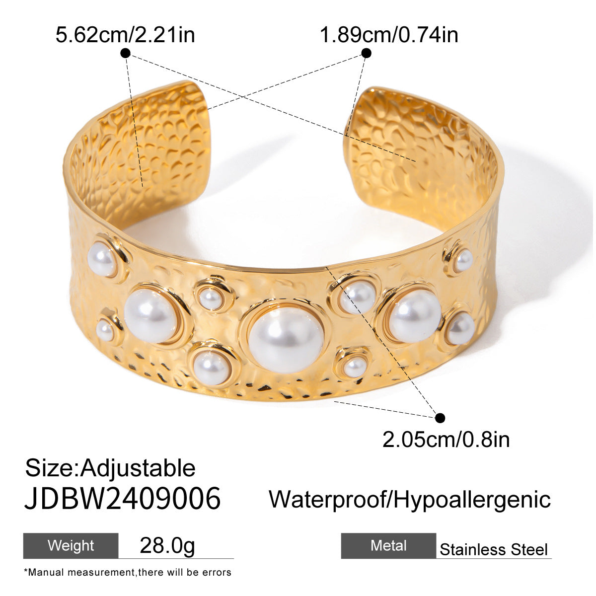 Damen Armreif mit eleganten Perlen und hypoallergener Edelstahlverarbeitung Shop Nory