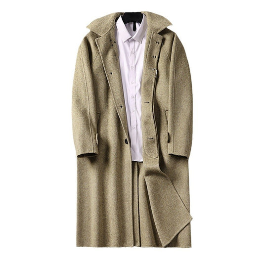 Herren Gerader Wollmix-Longcoat mit verdeckter Front und dekorativen Knebelverschlüssen Shop Nory