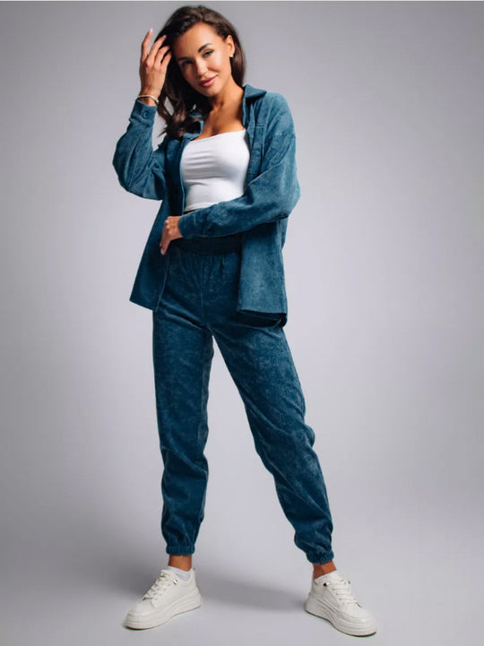 Damen nan Oversized-Cord-Set mit Hemdjacke und Gummizug-Jogpant Shop Nory