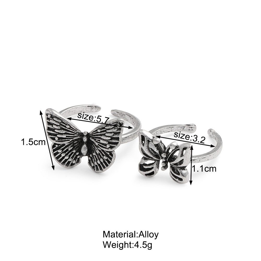 Damen Ring-Set mit floralem Schmetterlings-Design Shop Nory